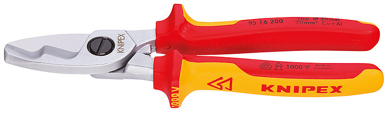 KNIPEX Kabelschere mit Doppelschneide 200 mm, VDE KNIPEX Kabelschere mit Doppelschneide 200 mm, VDE